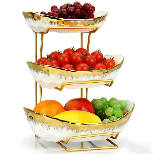Gold Trim Ceramic Fruit Stand
