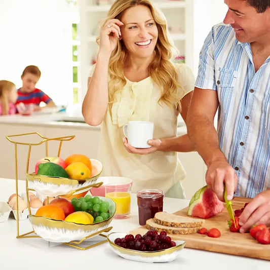 Gold Trim Ceramic Fruit Stand